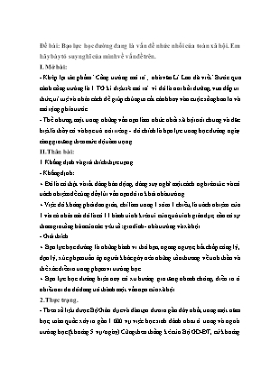 Bài viết Bạo lực học đường đang là vấn đề nhức nhối của toàn xã hội. Em hãy bày tỏ suy nghĩ của mình về vấn đề trên